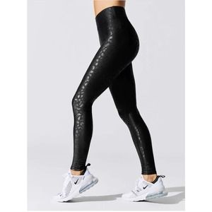 Carbon 38 Leopard Takara Shine Full Length Black Legging Women size Small